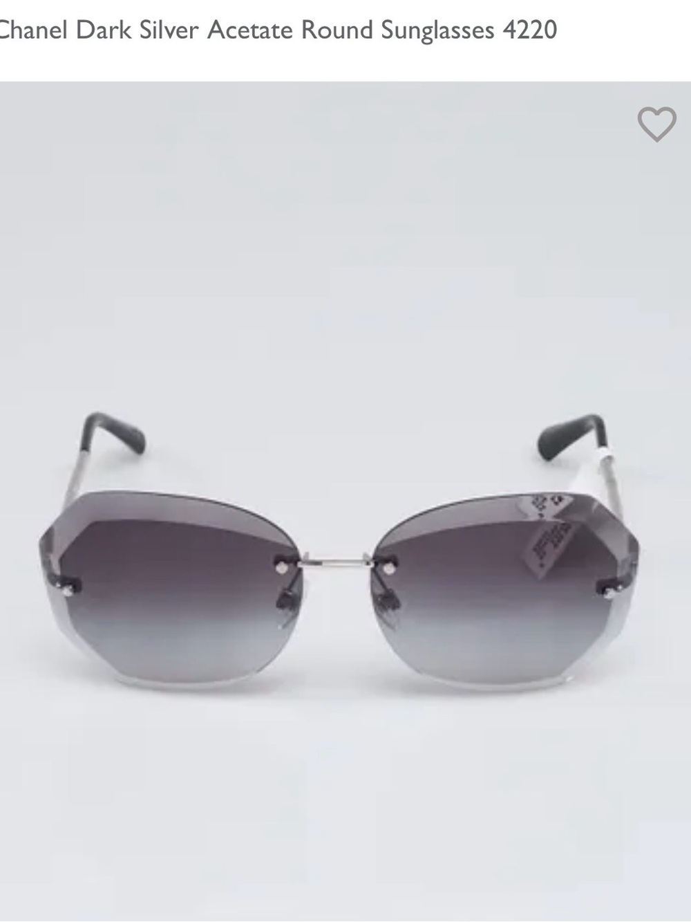 CHANEL Silver Rimless Gradient Gray Round Sunglasses